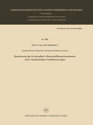 cover image of Berechnung der Druckwellen in Brennstoffeinspritzsystemen und in hydraulischen Ventilsteuerungen